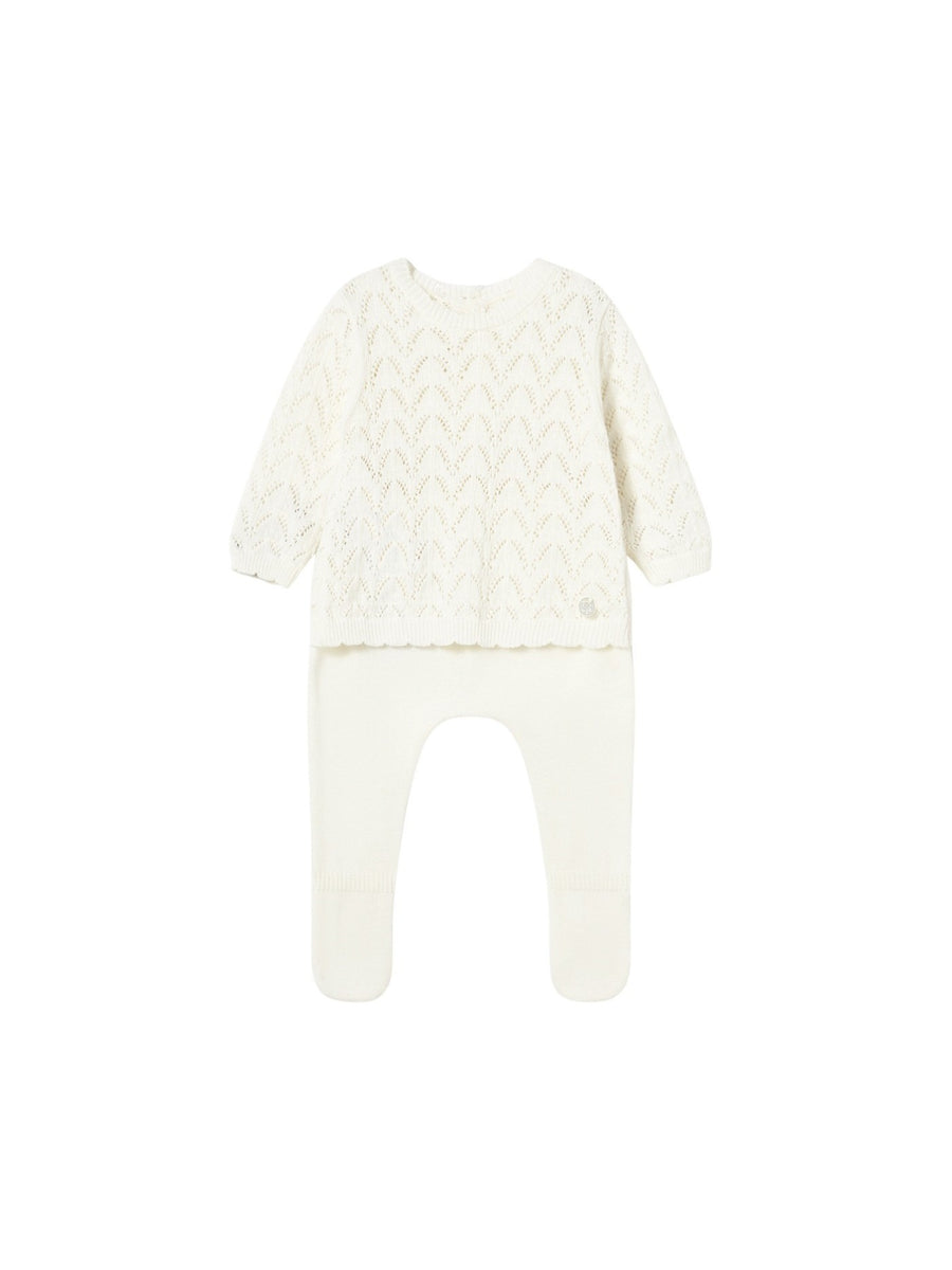 Conj.polaina tricot Cerámica (Creme / Pérola)  para Bebé Menina - Mayoral