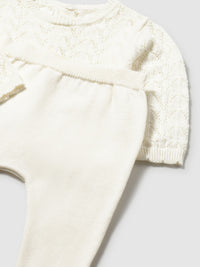 Conj.polaina tricot Cerámica (Creme / Pérola)  para Bebé Menina - Mayoral