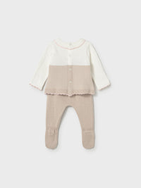 Conj.polaina tricot Topeira (Castanho Claro)  para Bebé Menina - Mayoral