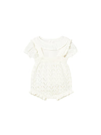 Conj. jardineira tricot Cerámica (Creme / Pérola)  para Bebé Menina - Mayoral
