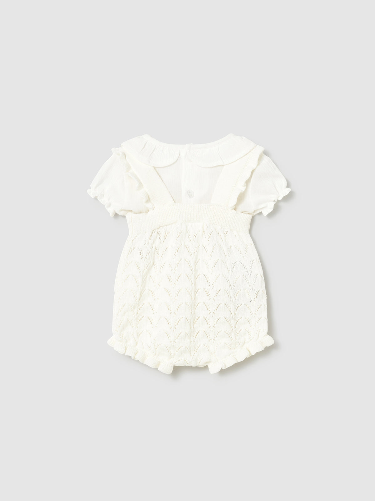 Conj. jardineira tricot Cerámica (Creme / Pérola)  para Bebé Menina - Mayoral