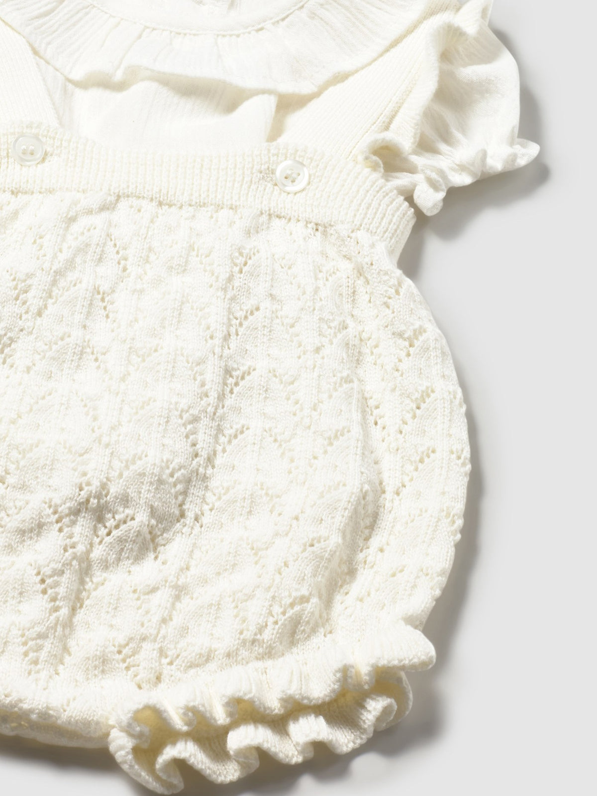 Conj. jardineira tricot Cerámica (Creme / Pérola)  para Bebé Menina - Mayoral