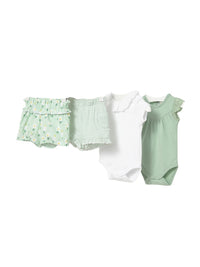 Set 2 bodies e 2 shorts Alga (Verde Tropa)  para Bebé Menina - Mayoral