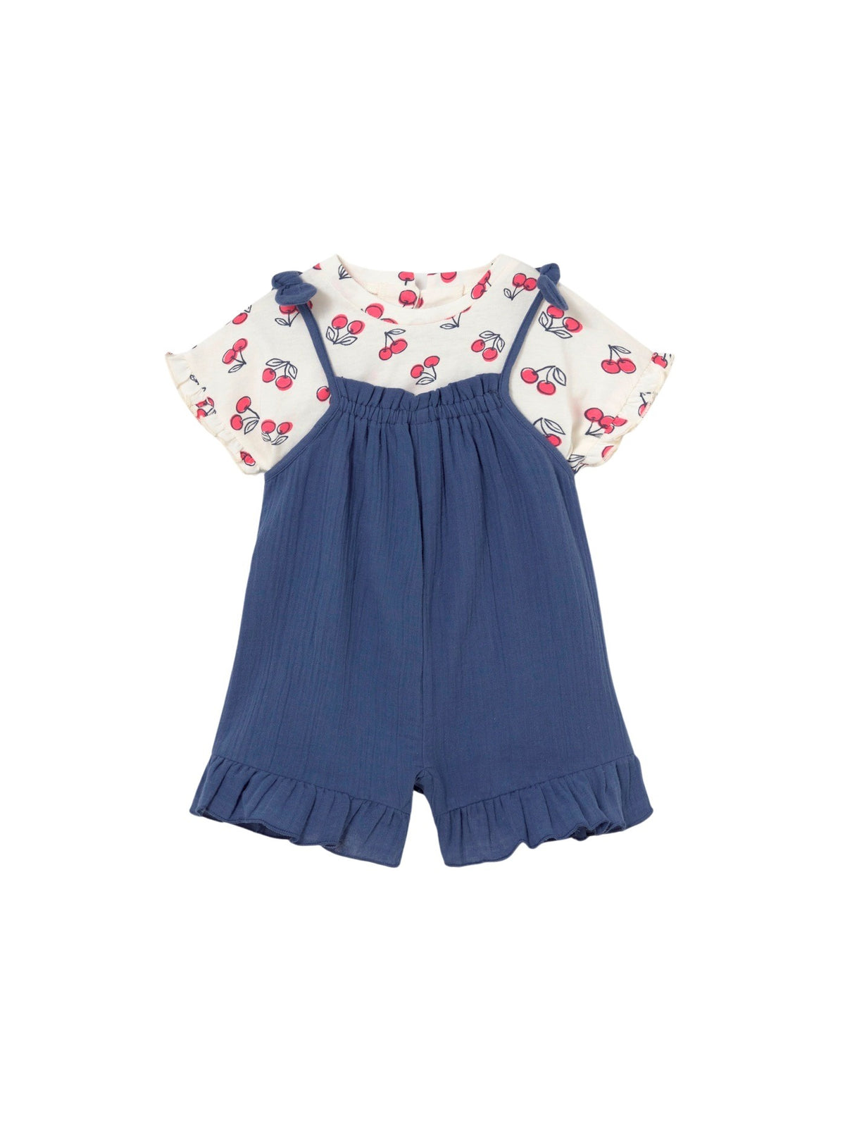 Conj. jardineira e camiseta Porcelana (Azul)  para Bebé Menina - Mayoral