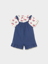 Conj. jardineira e camiseta Porcelana (Azul)  para Bebé Menina - Mayoral