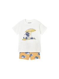Conj. calção/t´shirt Pêsego (Amarelo Ocre)  para Bebé Menino - Mayoral