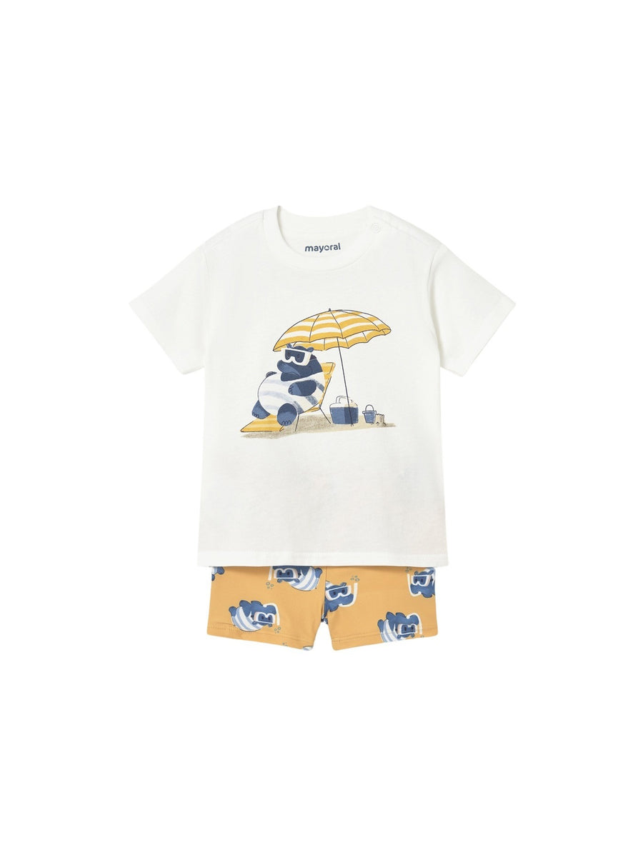 Conj. calção/t´shirt Pêsego (Amarelo Ocre)  para Bebé Menino - Mayoral