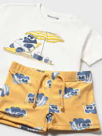 Conj. calção/t´shirt Pêsego (Amarelo Ocre)  para Bebé Menino - Mayoral