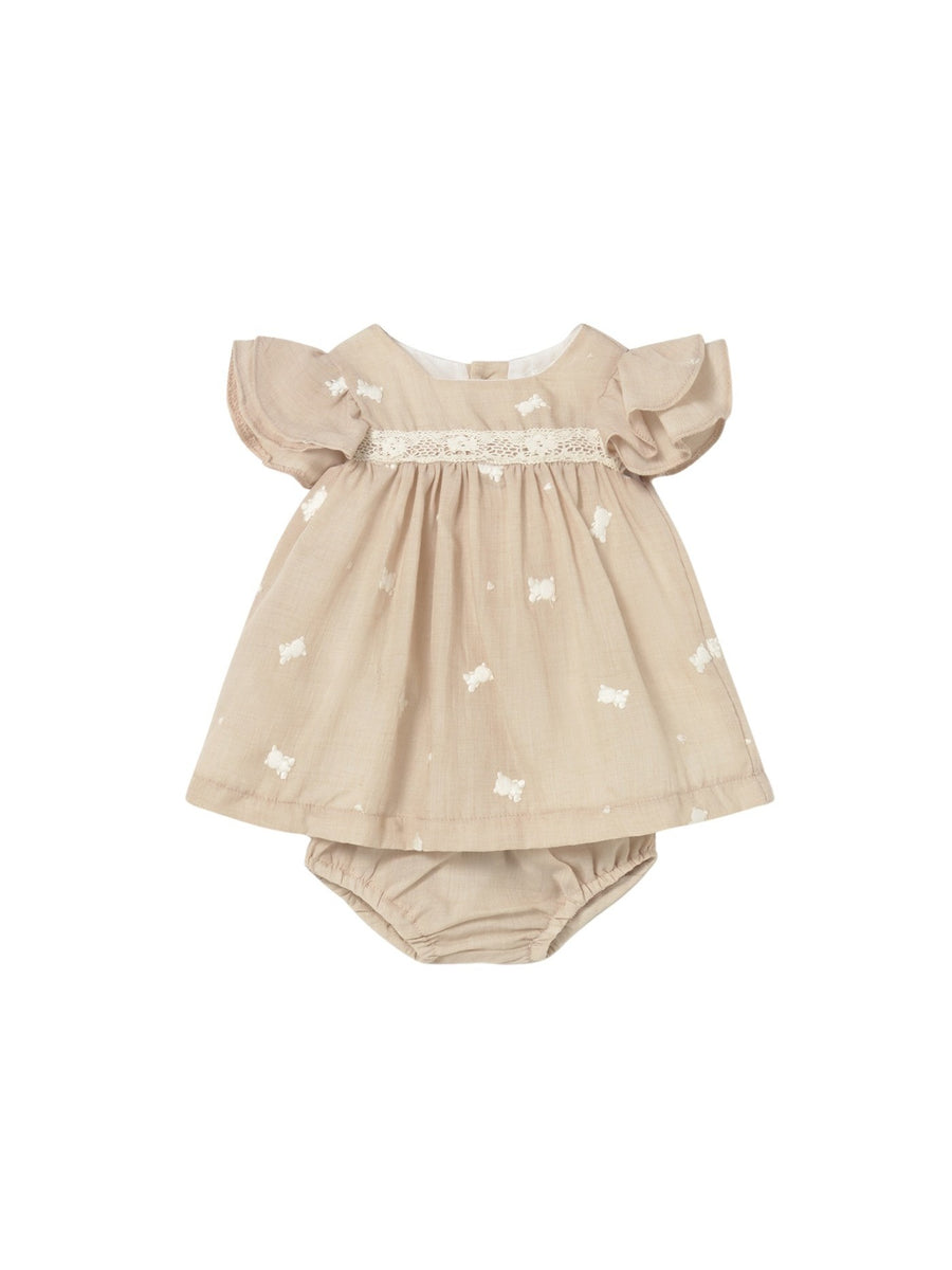 Vestido bordado Trigo (Bege)  para Bebé Menina - Mayoral