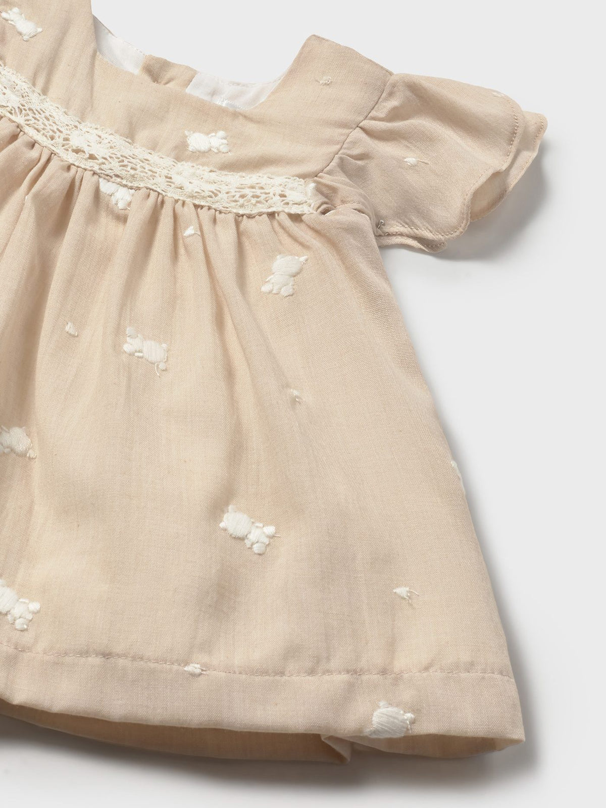 Vestido bordado Trigo (Bege)  para Bebé Menina - Mayoral