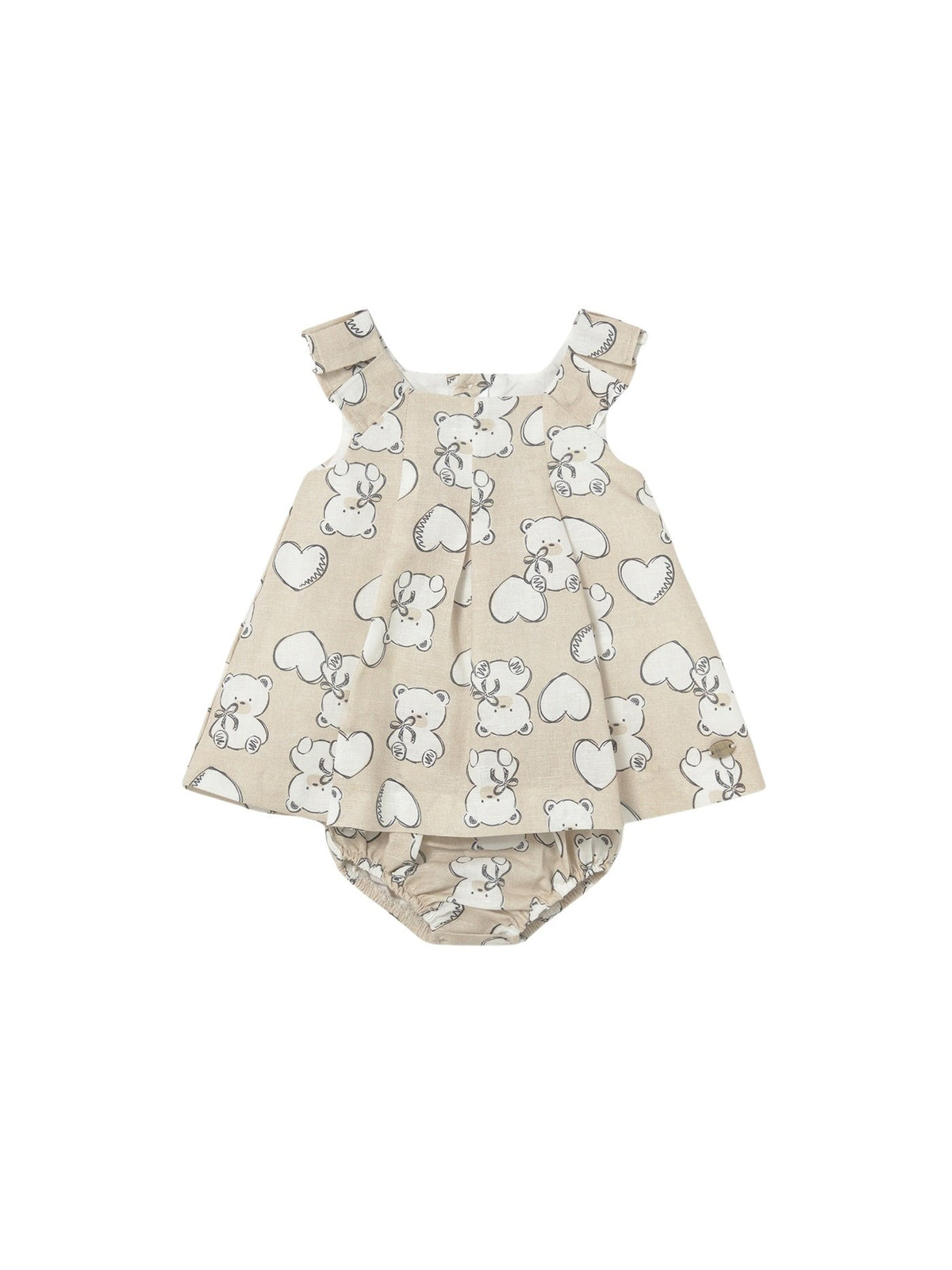 Vestido linho estampado Trigo (Bege)  para Bebé Menina - Mayoral