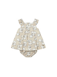 Vestido linho estampado Trigo (Bege)  para Bebé Menina - Mayoral
