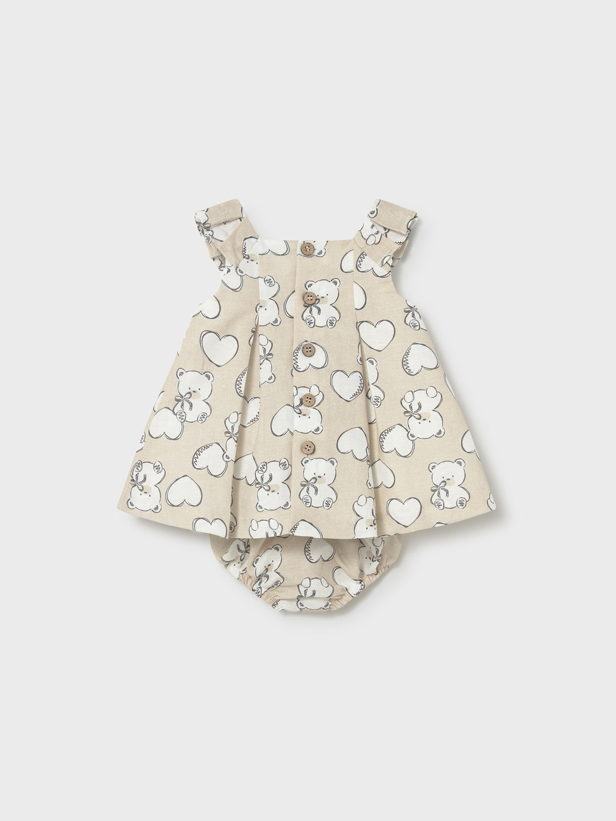 Vestido linho estampado Trigo (Bege)  para Bebé Menina - Mayoral