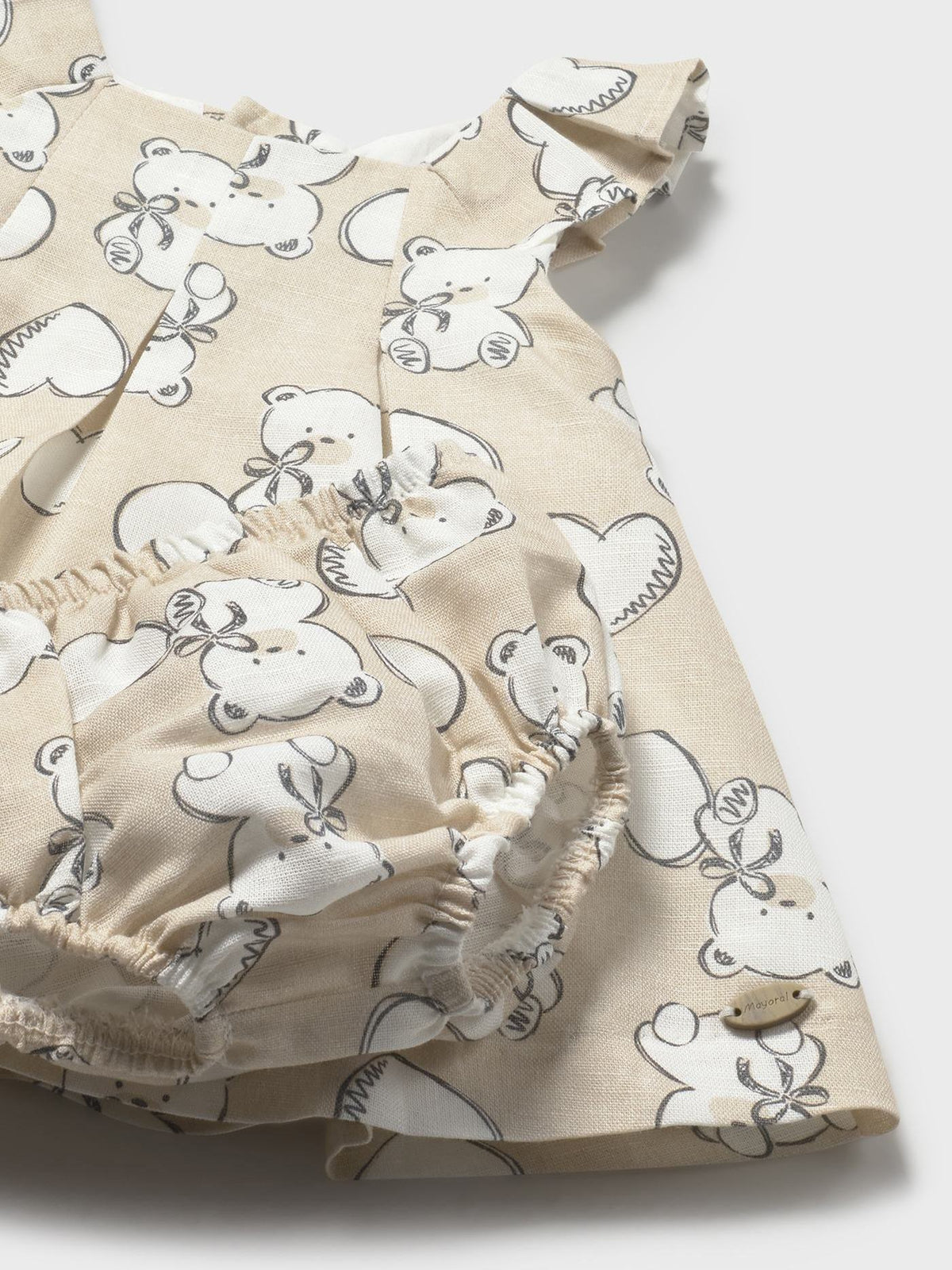 Vestido linho estampado Trigo (Bege)  para Bebé Menina - Mayoral