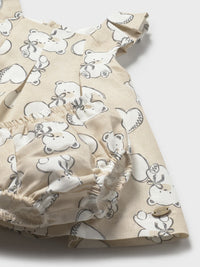 Vestido linho estampado Trigo (Bege)  para Bebé Menina - Mayoral