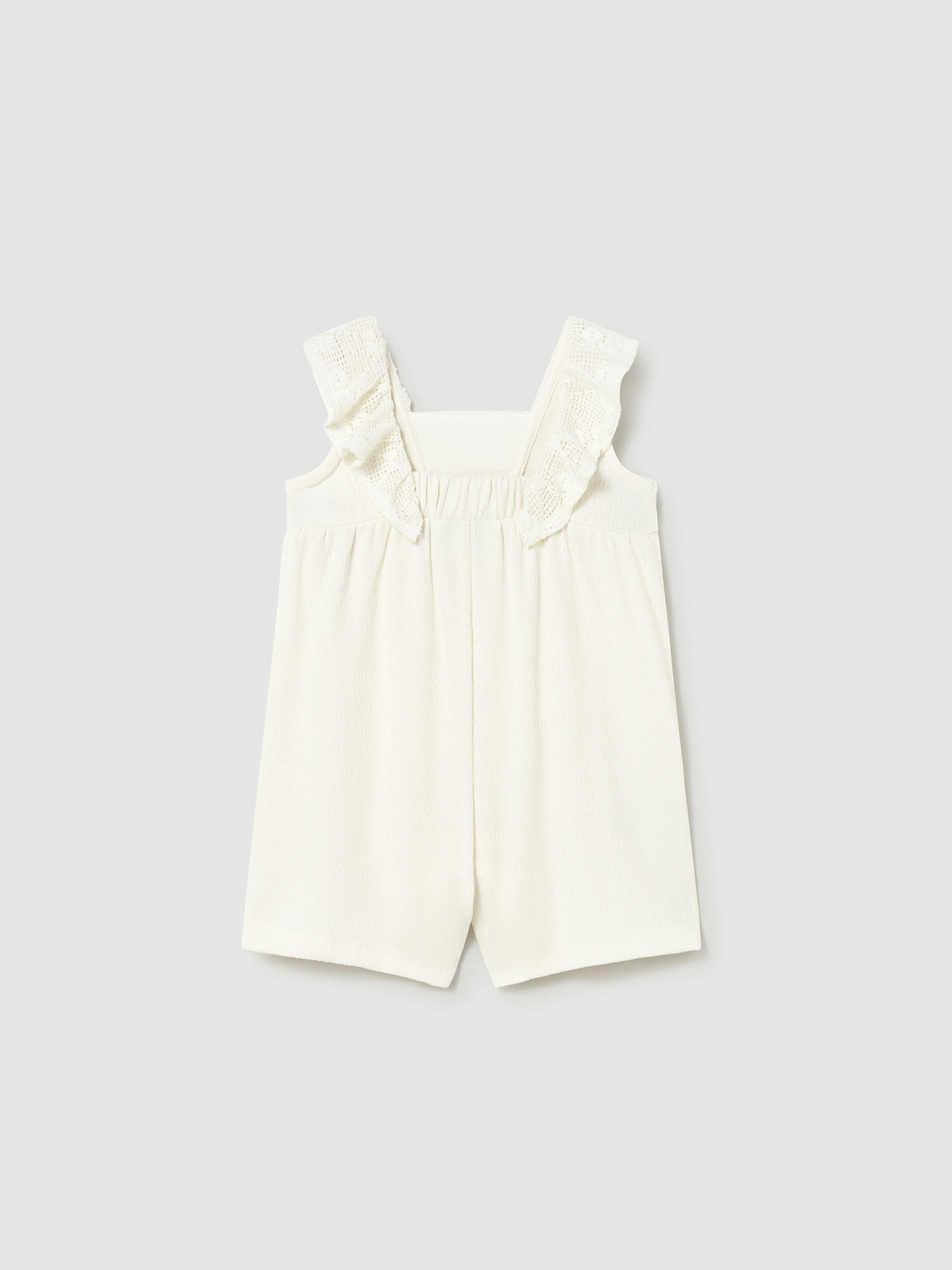 Macacão curto c/ guipura Crú (Creme / Pérola)  para Bebé Menina - Mayoral