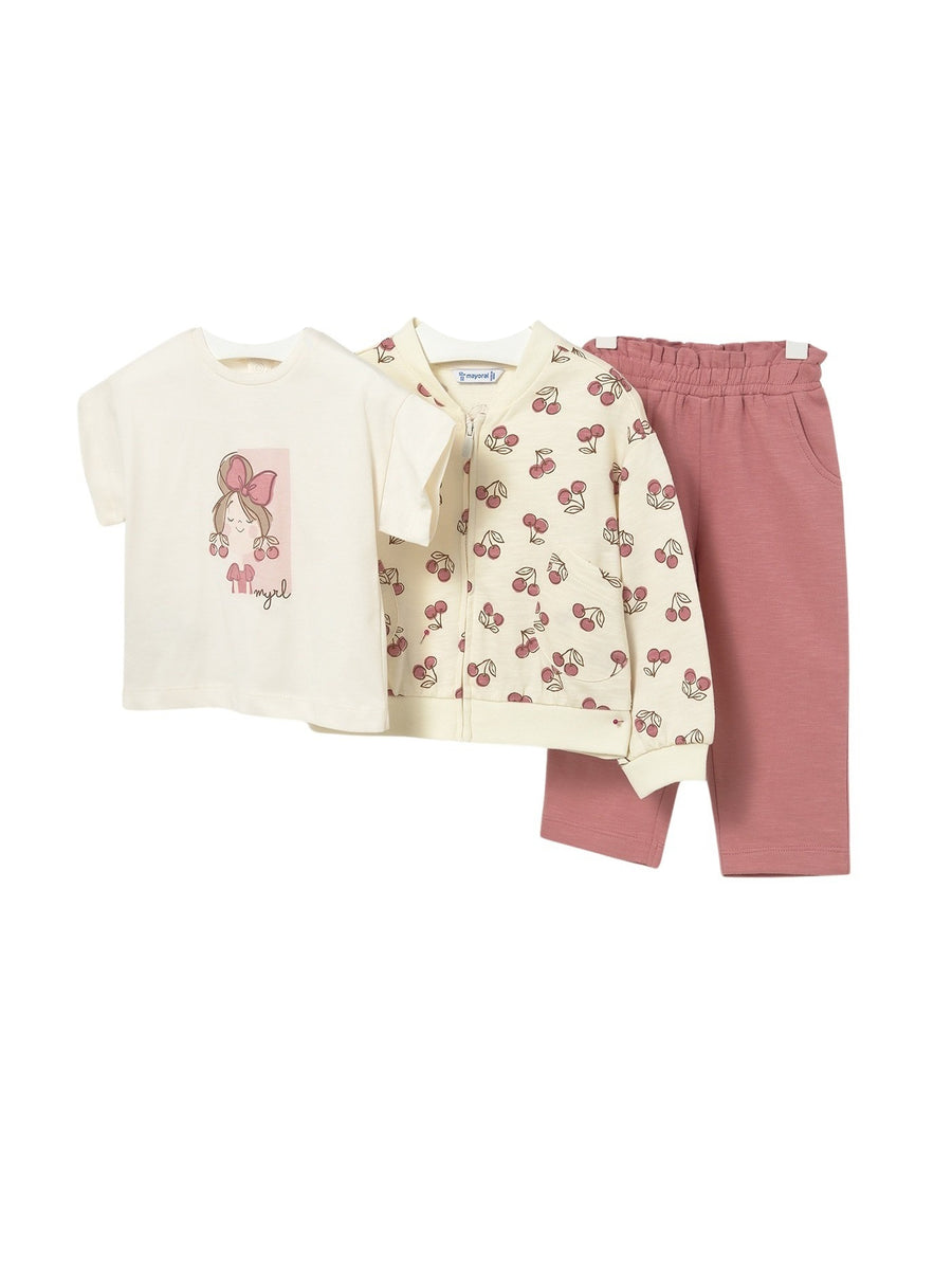 Fato treino 3 peças Blush (Rosa Velho)  para Bebé Menina - Mayoral