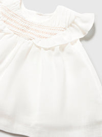 Vestido ninho de abelha Nata (Creme / Pérola)  para Bebé Menina - Mayoral