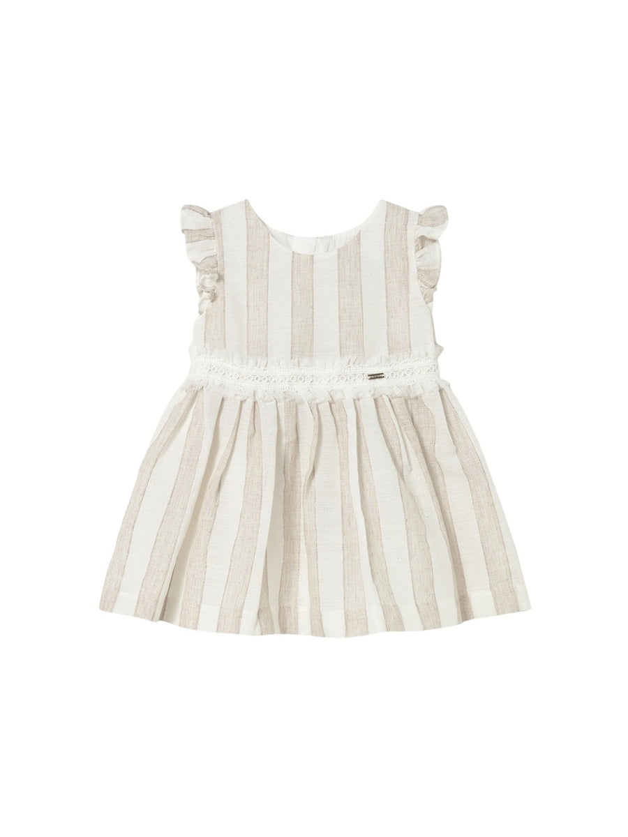 Vestido faixa listrada Avelã (Bege)  para Bebé Menina - Mayoral