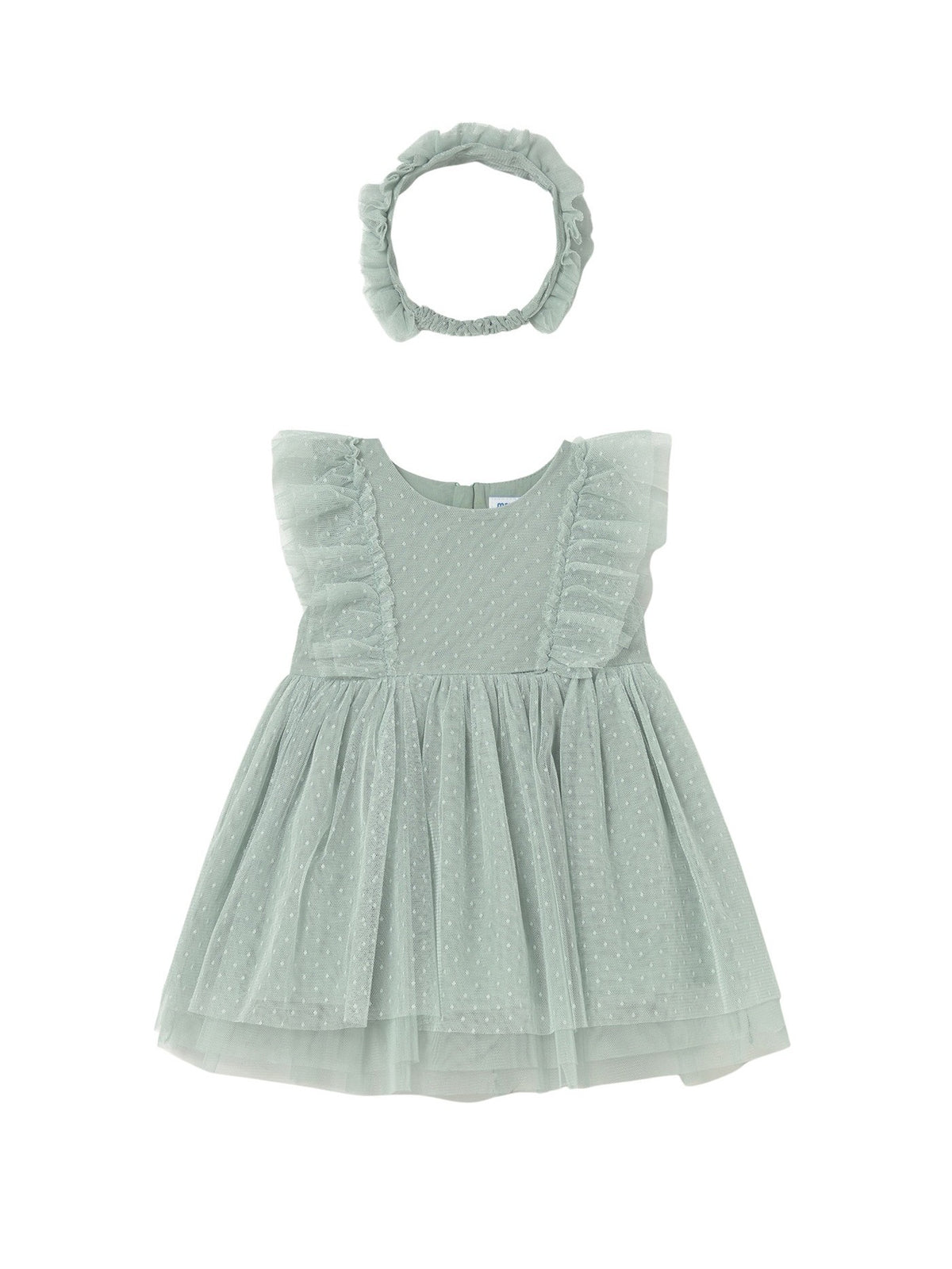 Vestido tule c/ faixa cabelo Lago (Verde seco)  para Bebé Menina - Mayoral