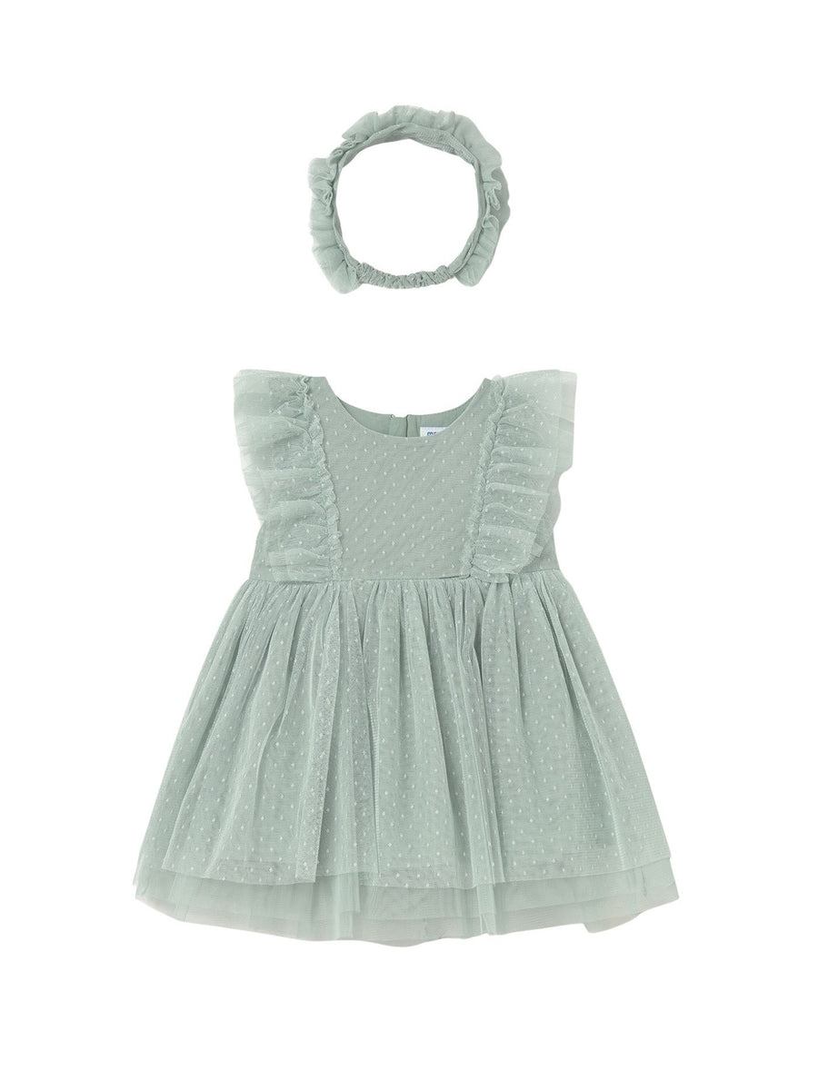 Vestido tule c/ faixa cabelo Lago (Verde seco)  para Bebé Menina - Mayoral
