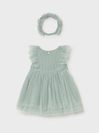Vestido tule c/ faixa cabelo Lago (Verde seco)  para Bebé Menina - Mayoral
