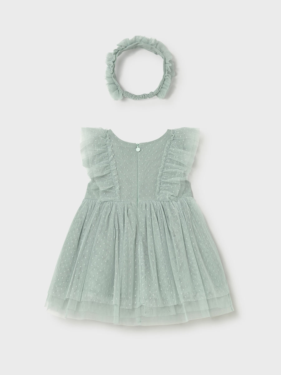 Vestido tule c/ faixa cabelo Lago (Verde seco)  para Bebé Menina - Mayoral