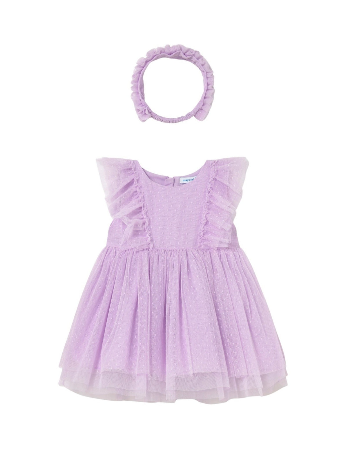 Vestido tule c/ faixa cabelo Rosa malva (Lilás)  para Bebé Menina - Mayoral