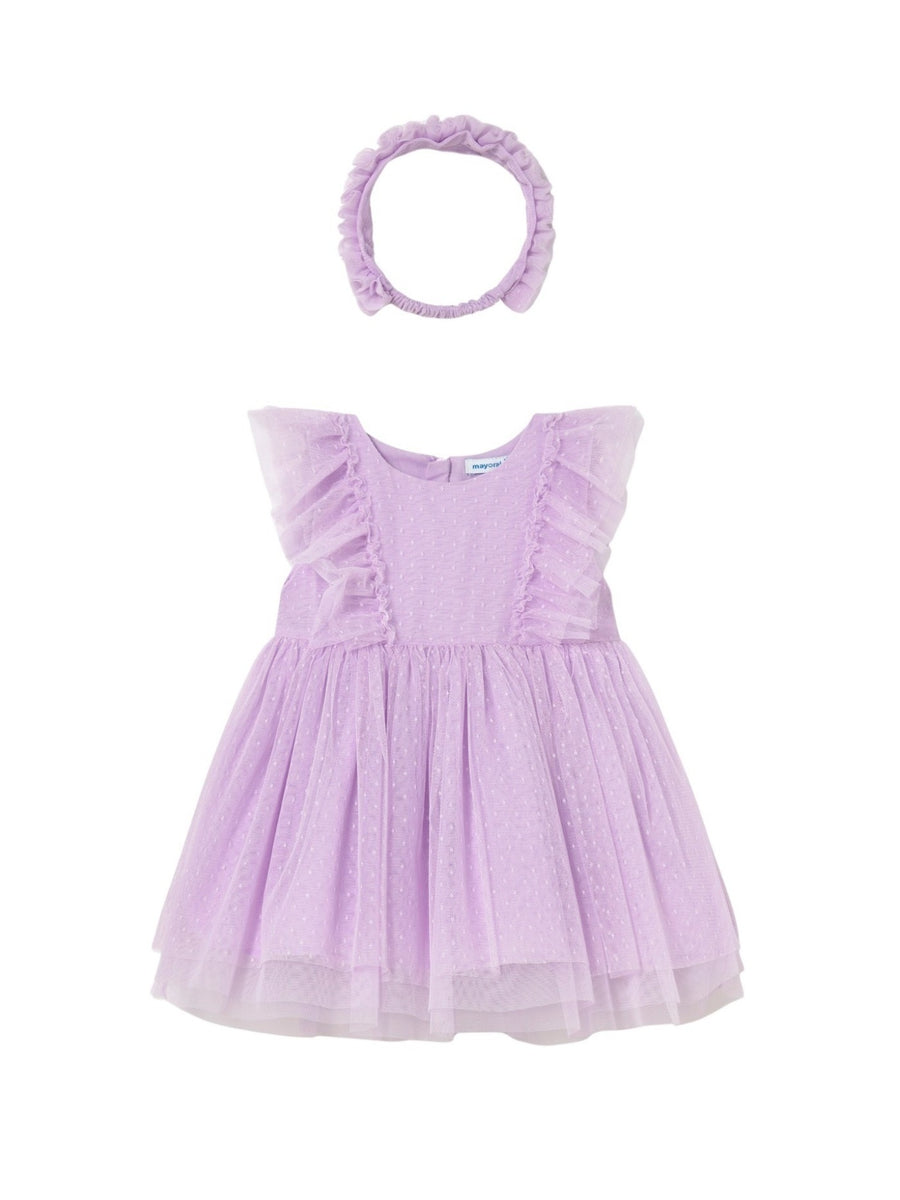 Vestido tule c/ faixa cabelo Rosa malva (Lilás)  para Bebé Menina - Mayoral