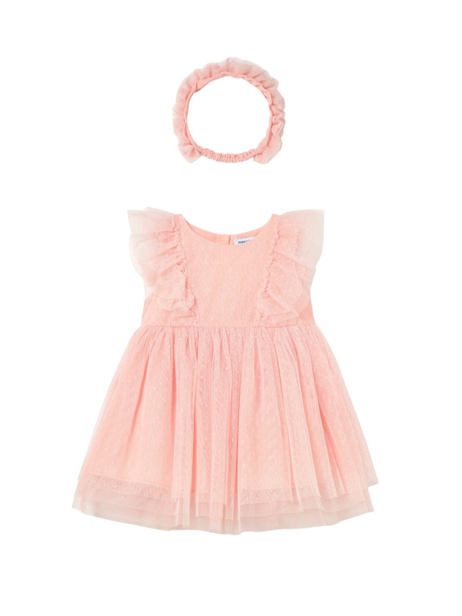 Vestido tule c/ faixa cabelo Blossom (Rosa)  para Bebé Menina - Mayoral