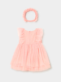 Vestido tule c/ faixa cabelo Blossom (Rosa)  para Bebé Menina - Mayoral