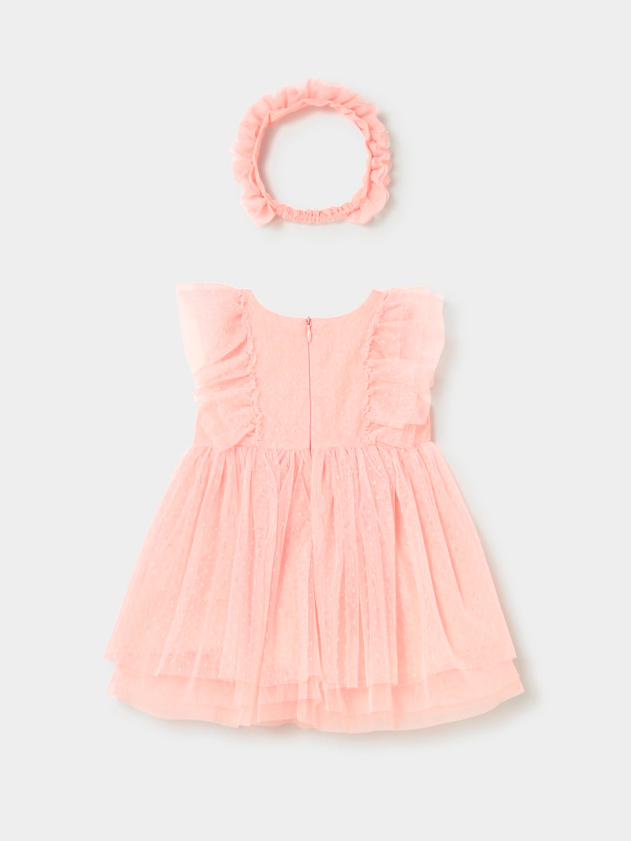 Vestido tule c/ faixa cabelo Blossom (Rosa)  para Bebé Menina - Mayoral
