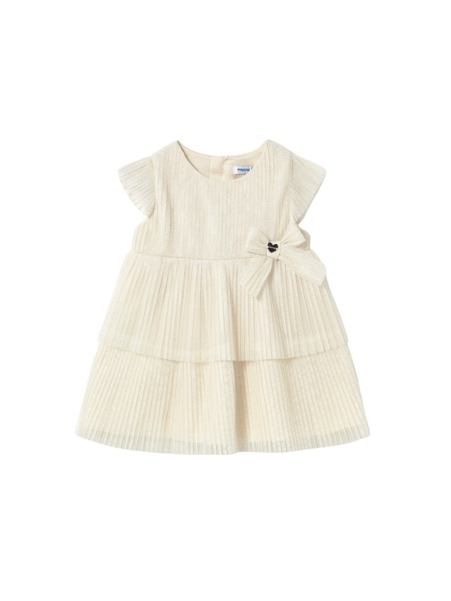 Vestido tule plissado Osso (Creme / Pérola)  para Bebé Menina - Mayoral