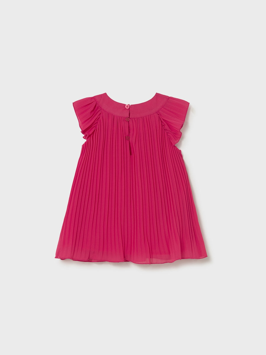 Vestido plissado Clavel (Fúcsia)  para Bebé Menina - Mayoral