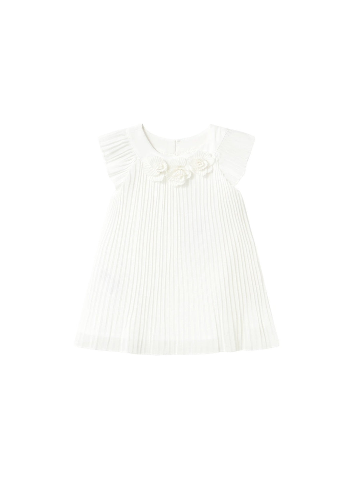 Vestido plissado Crú (Creme / Pérola)  para Bebé Menina - Mayoral