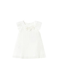 Vestido plissado Crú (Creme / Pérola)  para Bebé Menina - Mayoral