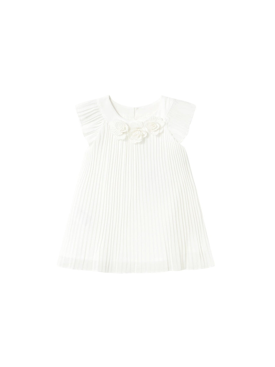 Vestido plissado Crú (Creme / Pérola)  para Bebé Menina - Mayoral