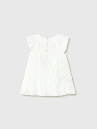 Vestido plissado Crú (Creme / Pérola)  para Bebé Menina - Mayoral