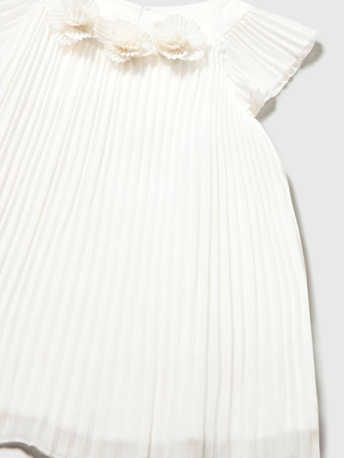 Vestido plissado Crú (Creme / Pérola)  para Bebé Menina - Mayoral
