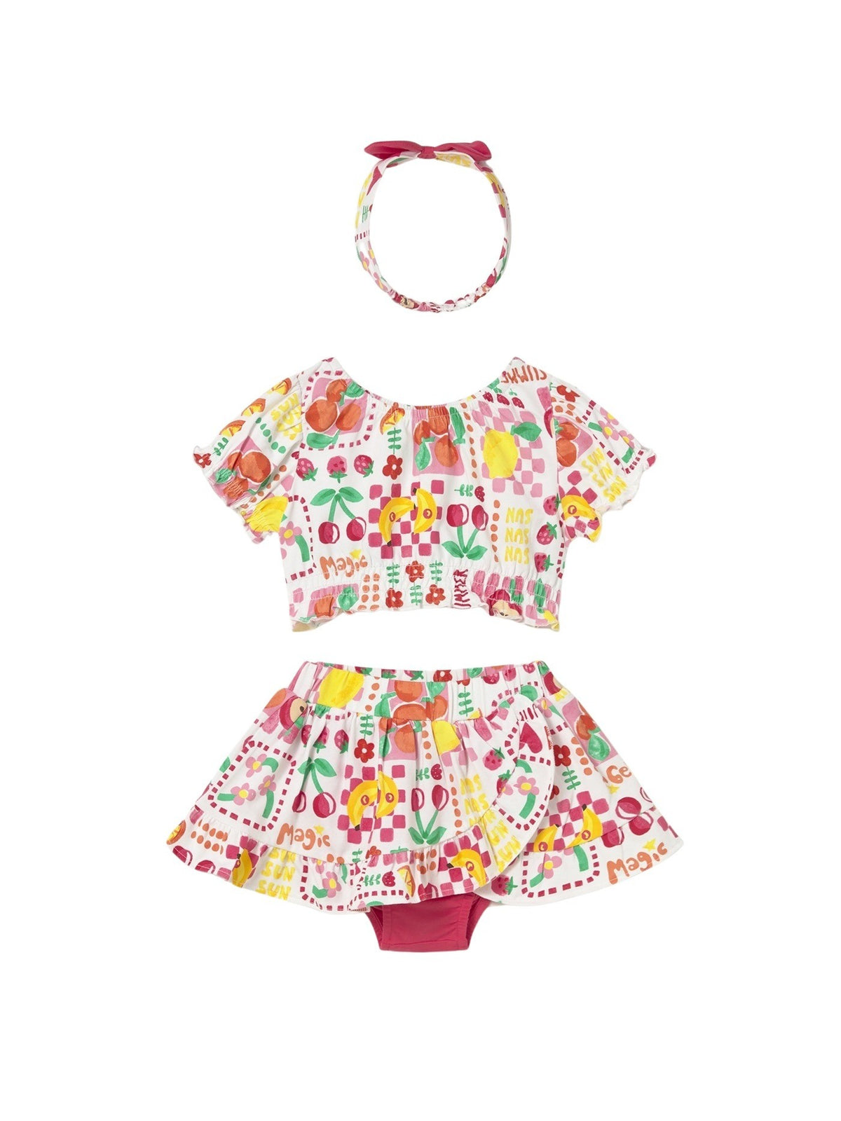Conj.saia 3 peças Hibisco (Fúcsia)  para Bebé Menina - Mayoral
