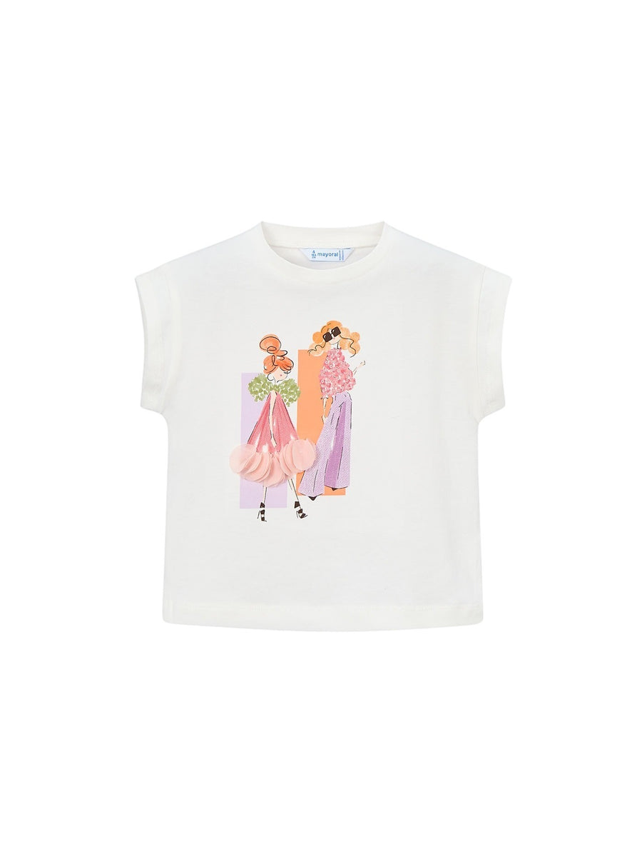 Camiseta manga curta Crú-bloss (Lilás)  para Menina - Mayoral