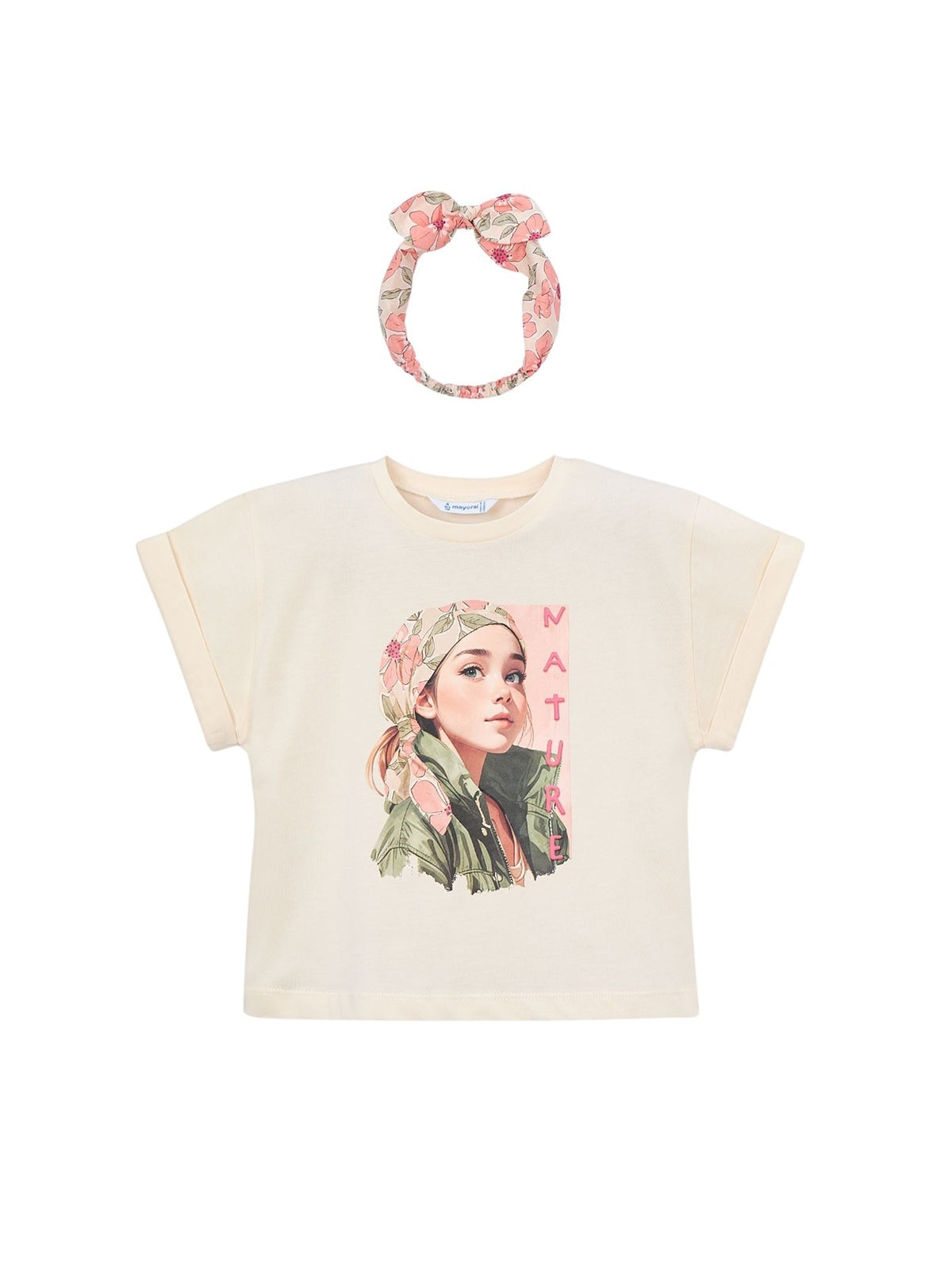 T´shirt risca Grão bico (Bege)  para Menina - Mayoral