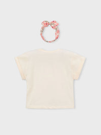 T´shirt risca Grão bico (Bege)  para Menina - Mayoral