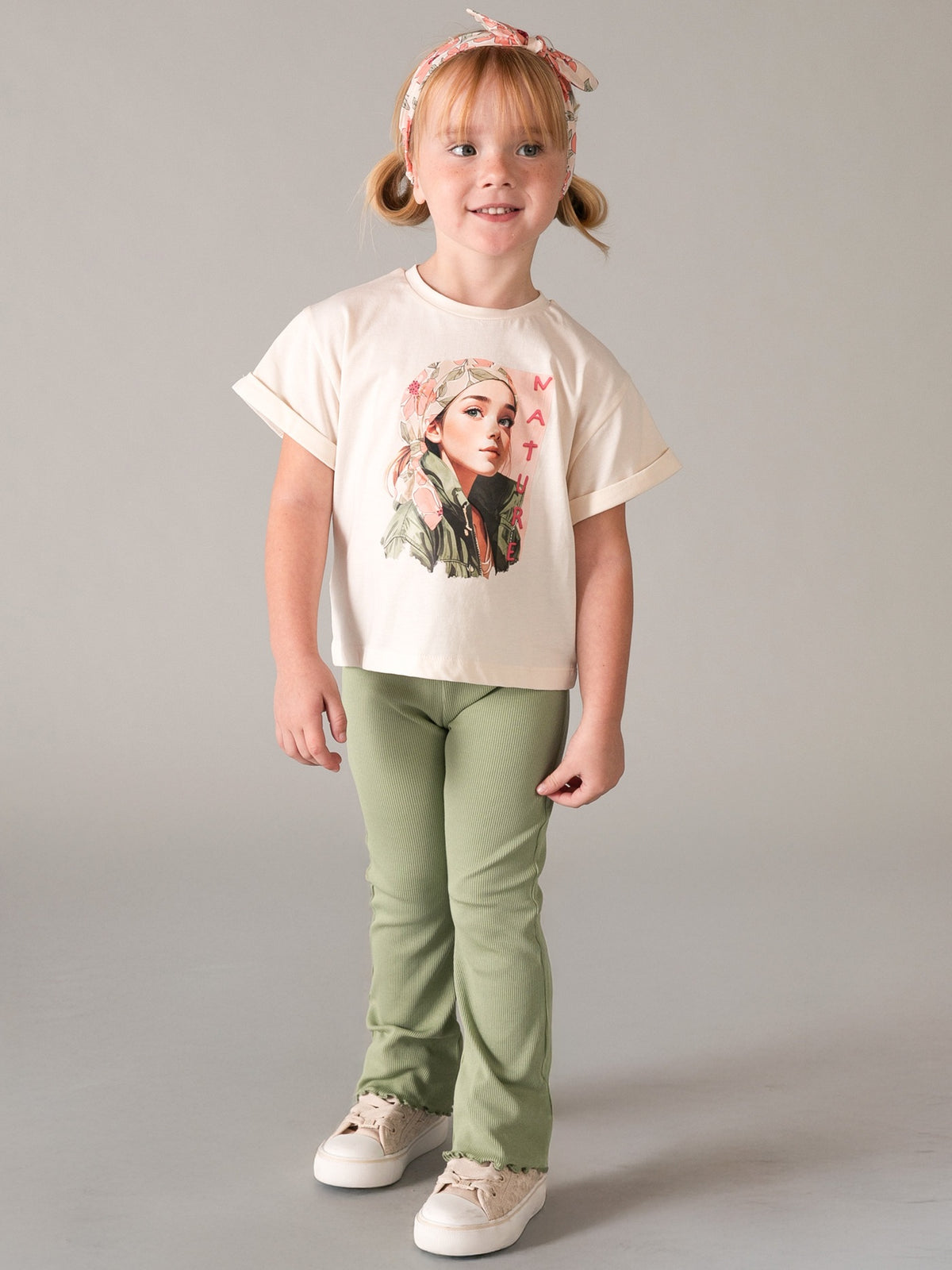 T´shirt risca Grão bico (Bege)  para Menina - Mayoral