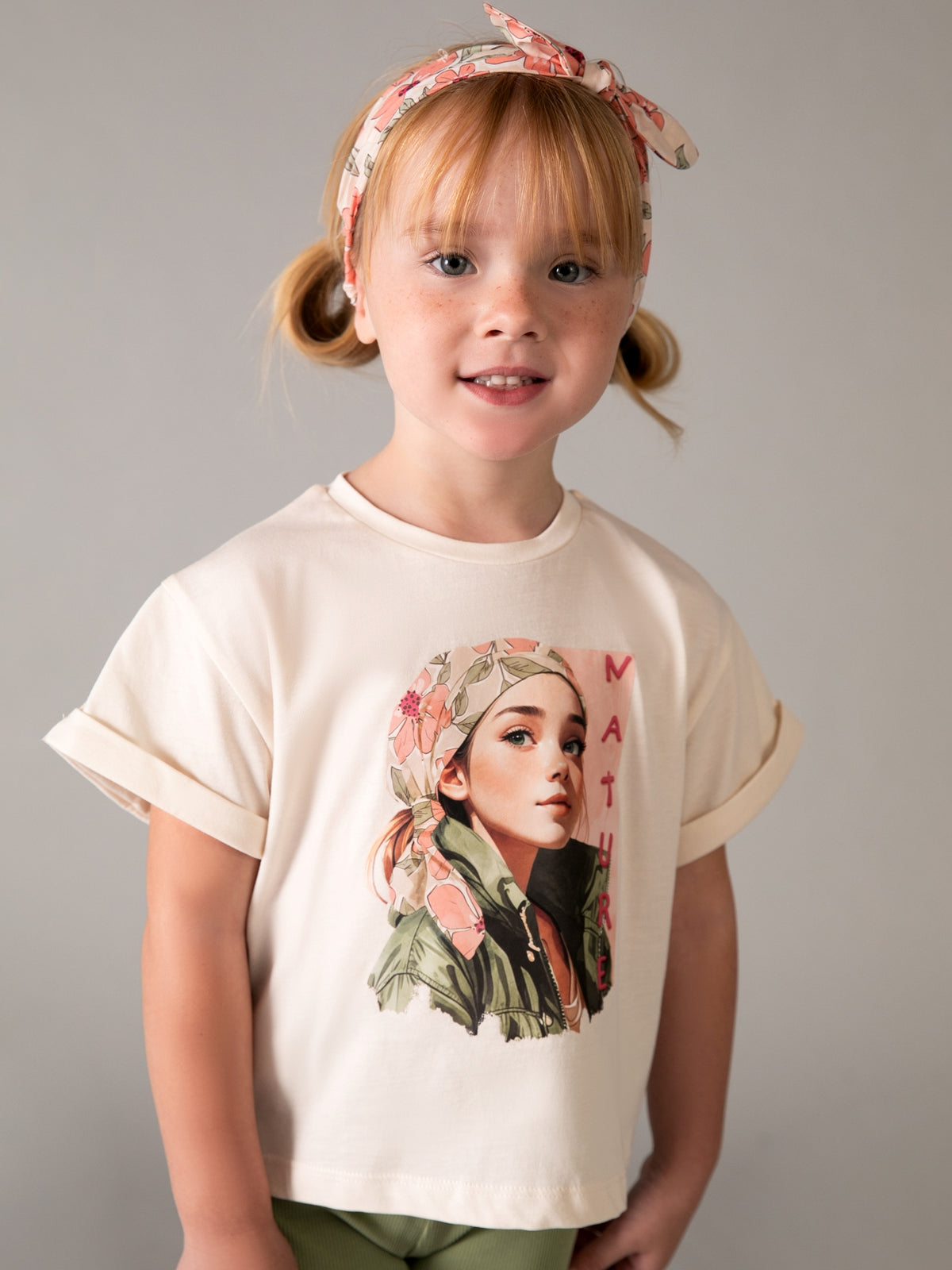 T´shirt risca Grão bico (Bege)  para Menina - Mayoral