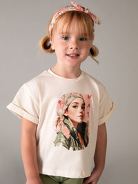 T´shirt risca Grão bico (Bege)  para Menina - Mayoral