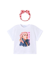 T´shirt risca Branco (Branco)  para Menina - Mayoral