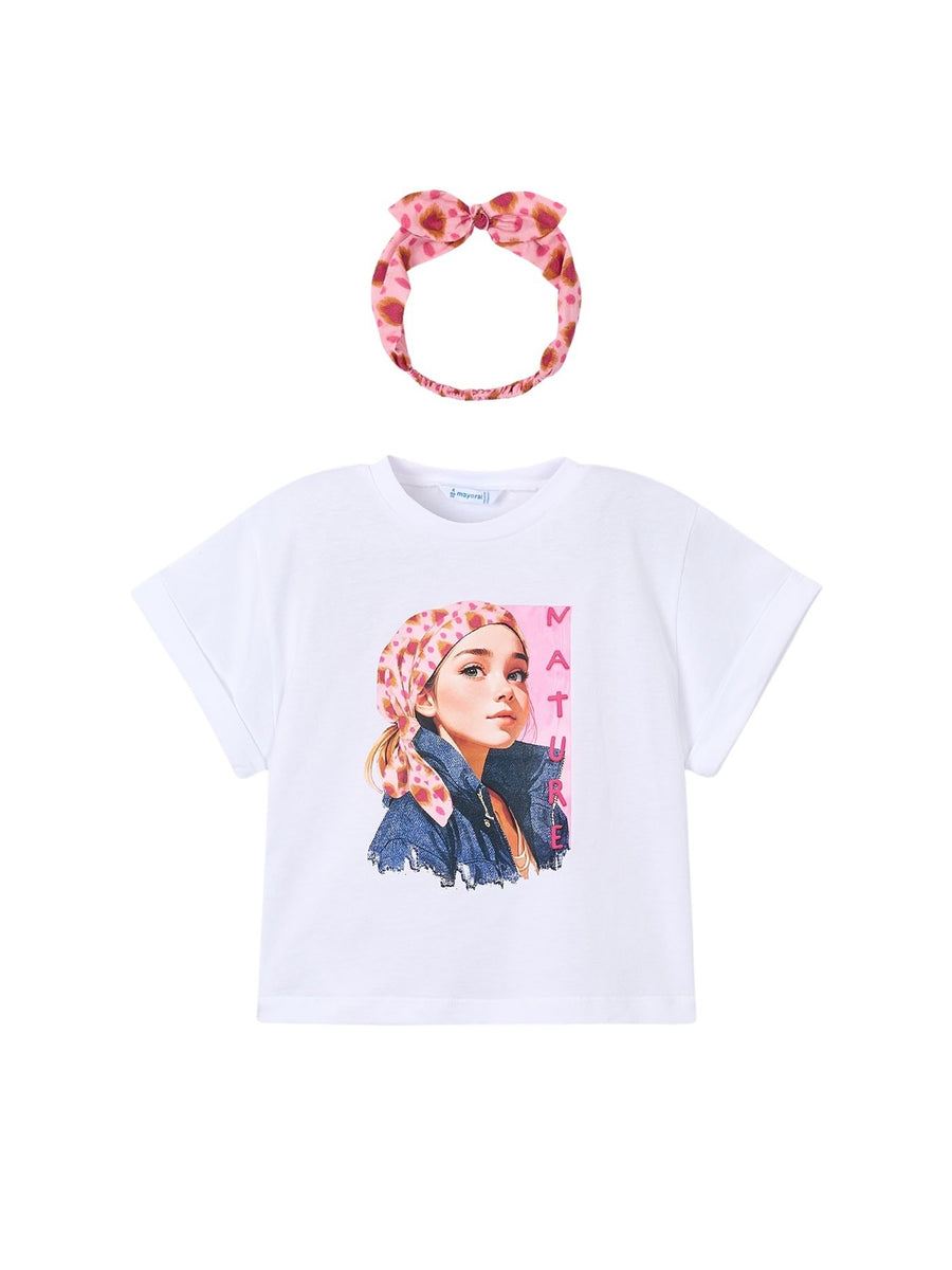 T´shirt risca Branco (Branco)  para Menina - Mayoral