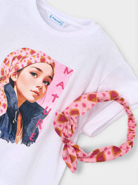 T´shirt risca Branco (Branco)  para Menina - Mayoral