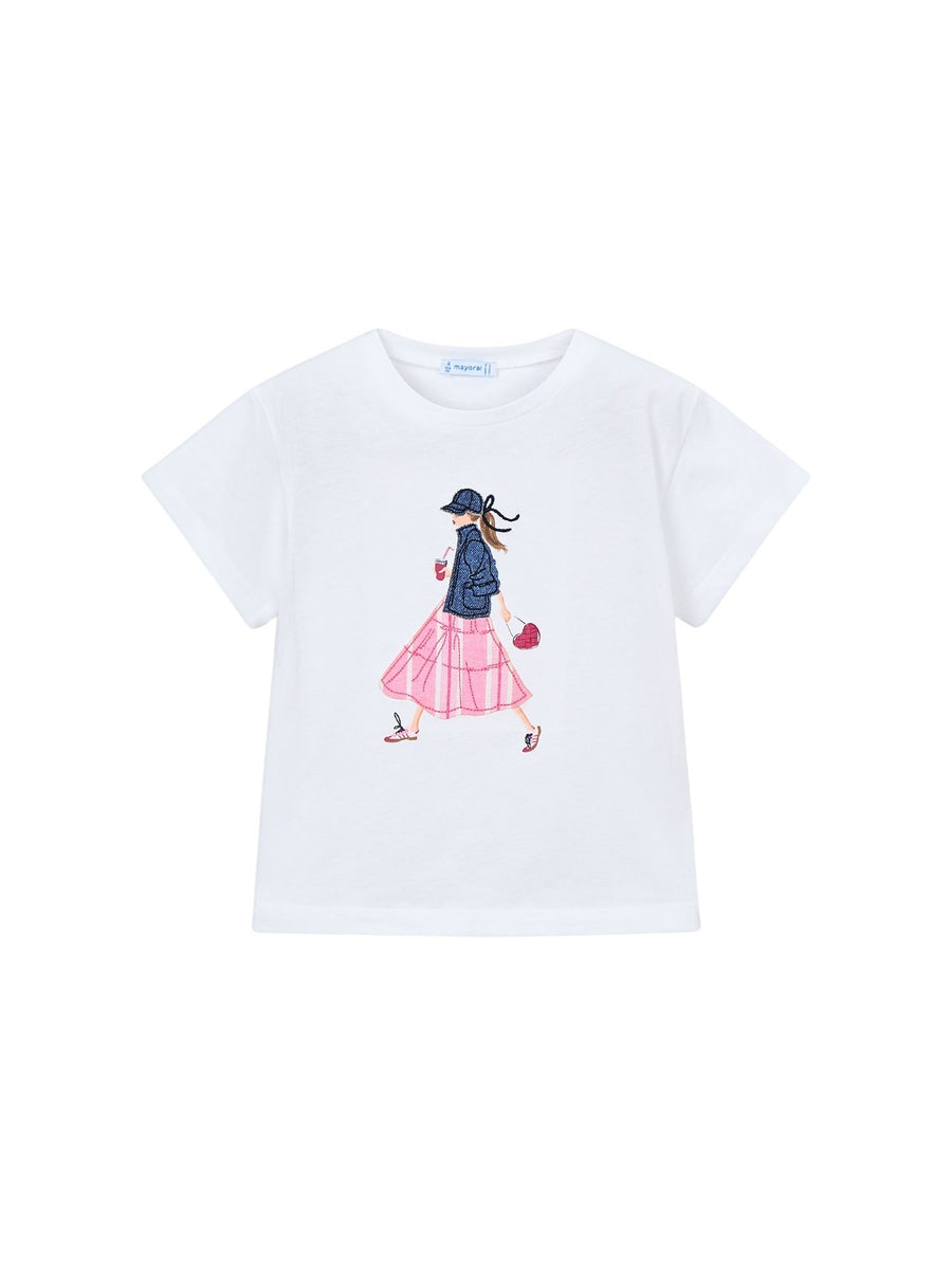 Camiseta manga curta Branco (Branco)  para Menina - Mayoral